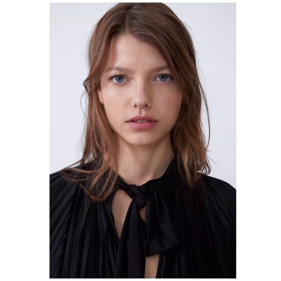 Zara | Black Whimsigoth Pussycat Bow Pleated Dress Blogger’s Favorite | S - Picture 3 of 11